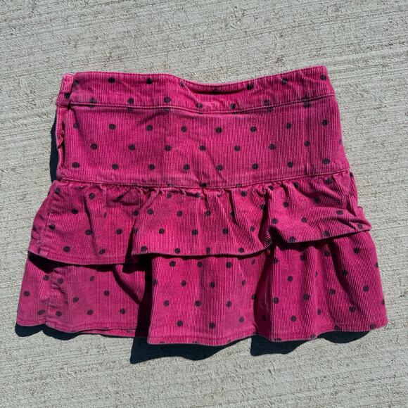 Y2K Copper Key Pink and Black Polkadot Corduroy Ruffle Skirt 4/4T - Picture 2 of 8